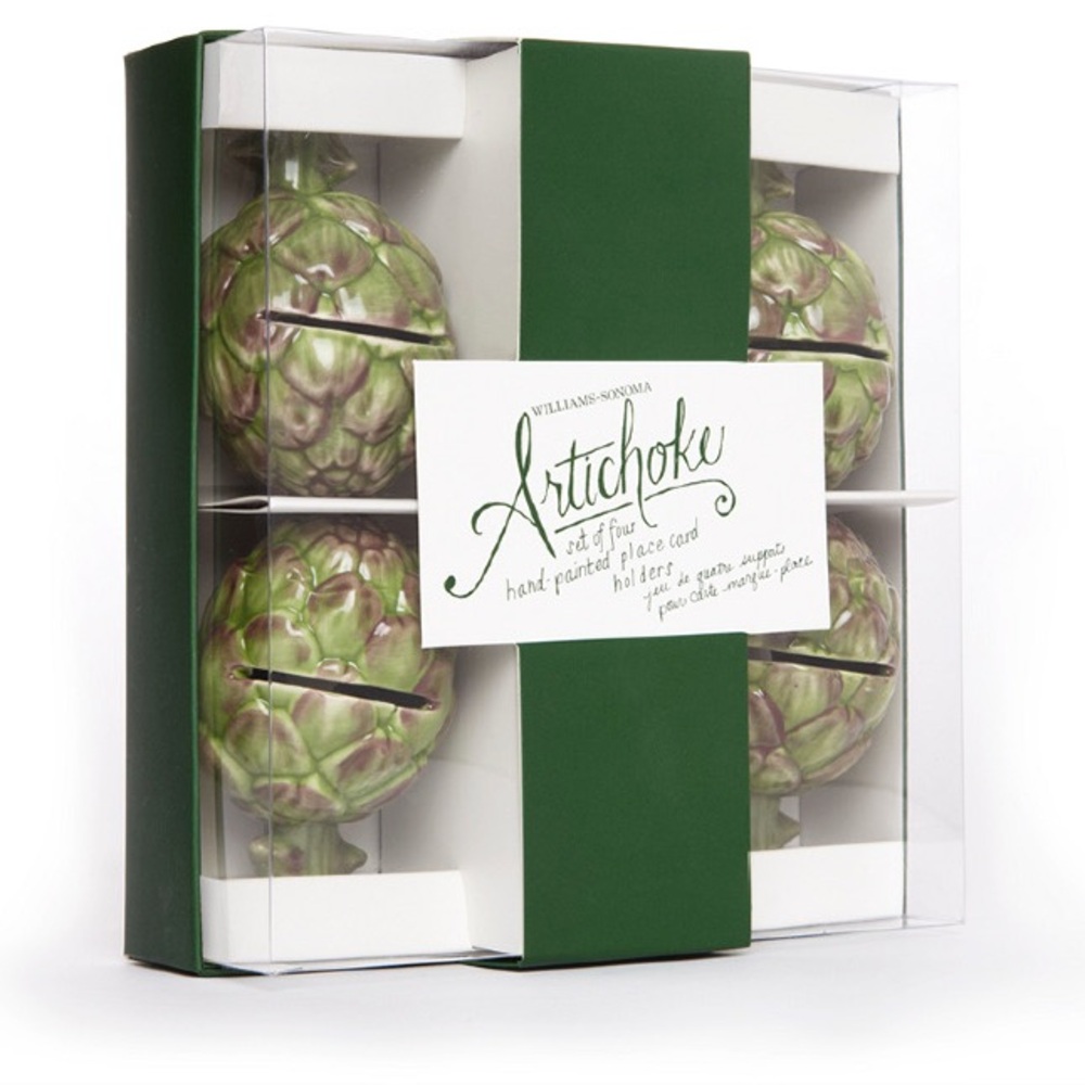 Set of 4 Williams-Sonoma Garden Fresh Spring Summer artichoke place card holders